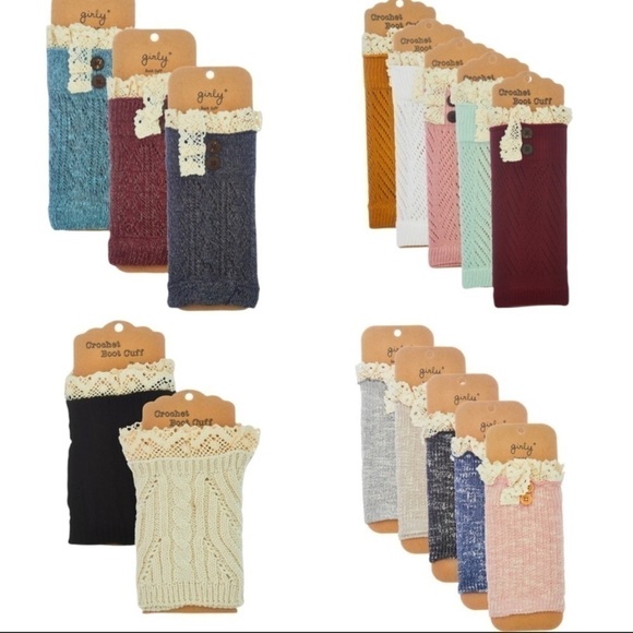 New with Tags Chunky Knit Boot Cuffs with Lace Trim and Buttons - Picture 7 of 12